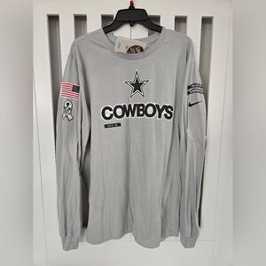 Nike Dallas Cowboys Grey Salute To Service Long Sleeve T Shirt Size Large Mens